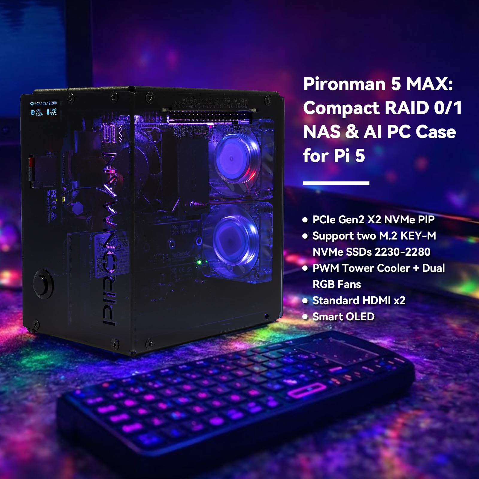 Корпус Pironman 5-MAX Dual NVM – обзор и цена Raspberry Pi Ai Kit Hailo-8L