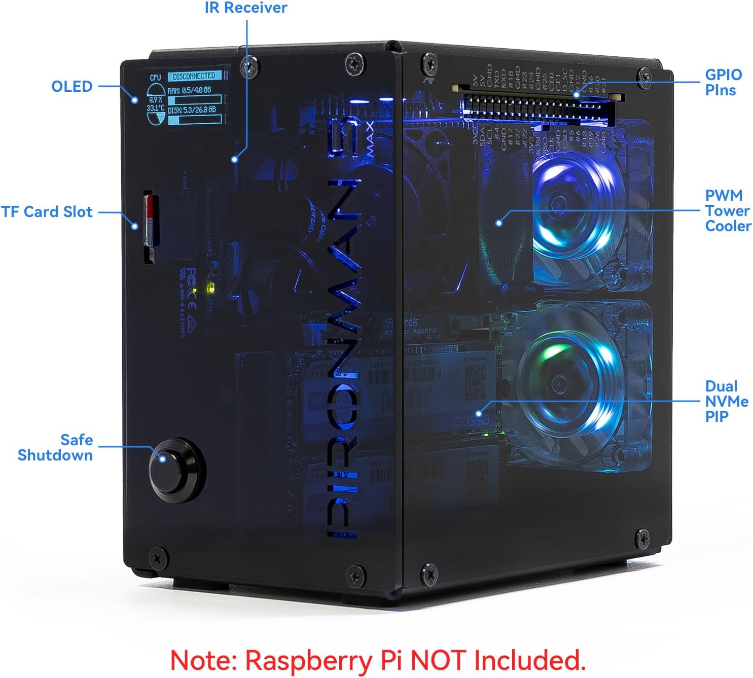 Корпус Pironman 5-MAX Dual NVM – обзор и цена Raspberry Pi Ai Kit Hailo-8L